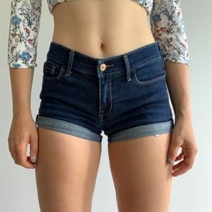 DARK WASH BLUE JEAN DENIM CUFFED SHORTS